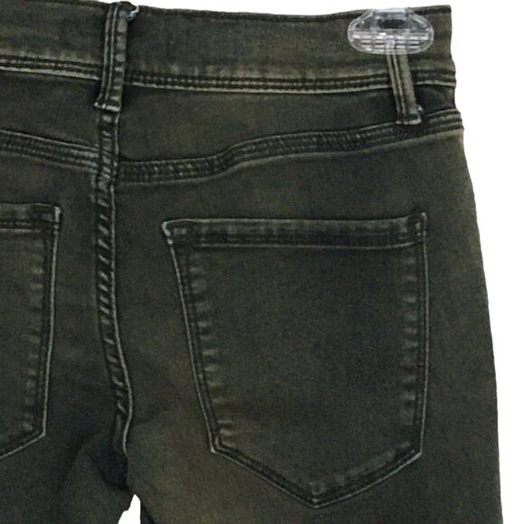 Free People Distressed Skinny Jeans Olive Green Low Rise Stretchy Slim Size 24 - Picture 13 of 13